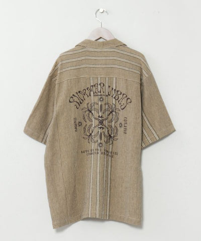 SURF＆Palms Jacquard Resort Men Shirt by Kahiko - Ametsuchi