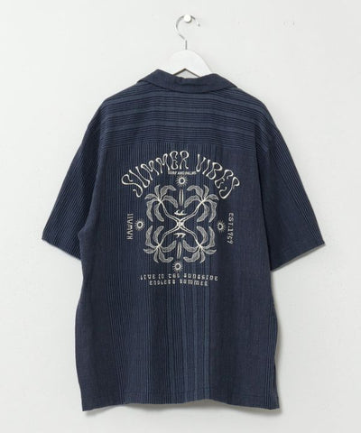 SURF＆Palms Jacquard Resort Men Shirt by Kahiko - Ametsuchi