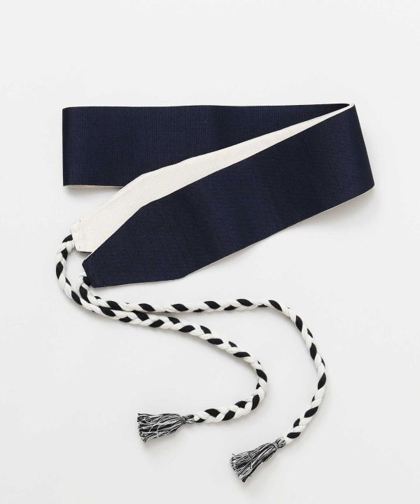 Reversible Cotton Linen Obi Belt by Kaya - Ametsuchi