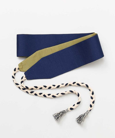 Reversible Cotton Linen Obi Belt by Kaya - Ametsuchi