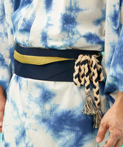 Reversible Cotton Linen Obi Belt by Kaya - Ametsuchi