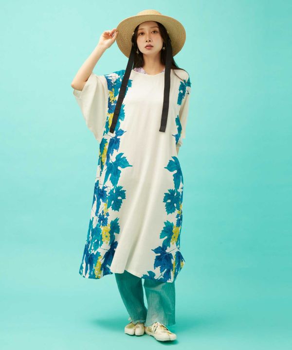 Kleid aus Rayon mit Weinrebenmuster von Kaya - Ametsuchi