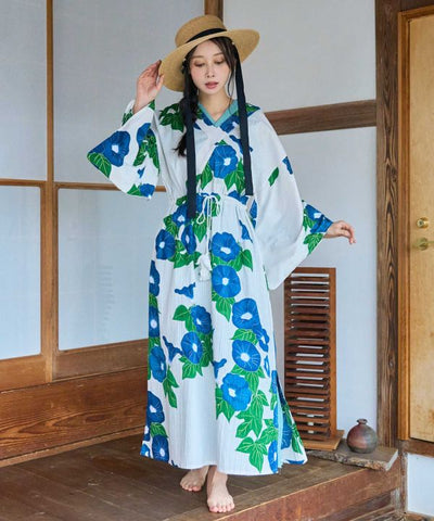KAOBANA - Morning Glory Yukata Dress by Kaya - Ametsuchi