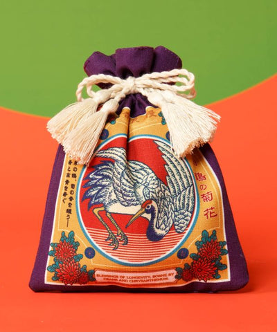 Taisho Motif Drawstring Pouch by Kaya - Ametsuchi