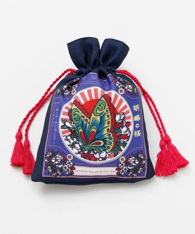 Taisho Motif Drawstring Pouch by Kaya - Ametsuchi