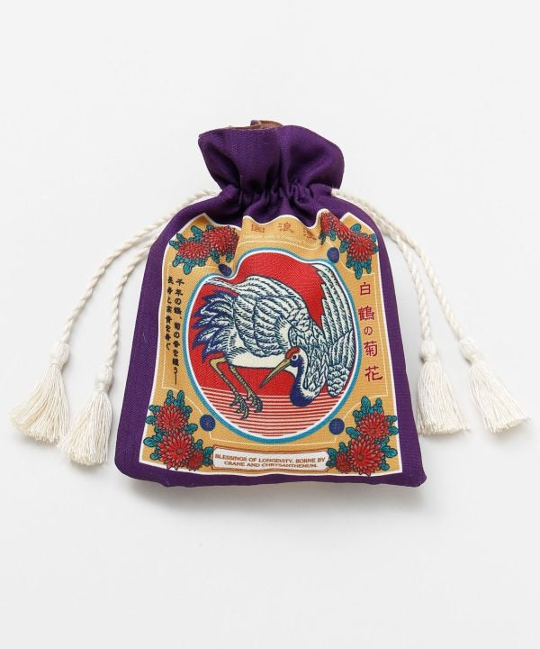 Taisho Motif Drawstring Pouch by Kaya - Ametsuchi