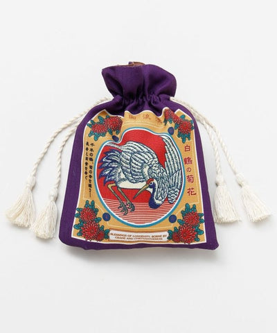 Taisho Motif Drawstring Pouch by Kaya - Ametsuchi
