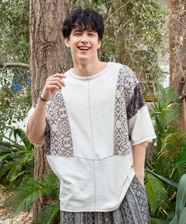 Patchwork Textile Men Top by AMINA - Ametsuchi