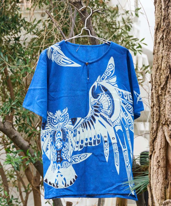 Amina x Yosuke Tribal Owl Cotton Top by AMINA - Ametsuchi
