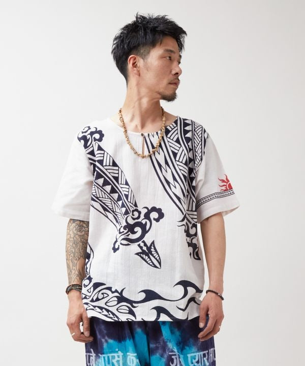 Amina x Yosuke Menehune Rainbow Cotton Top by AMINA - Ametsuchi