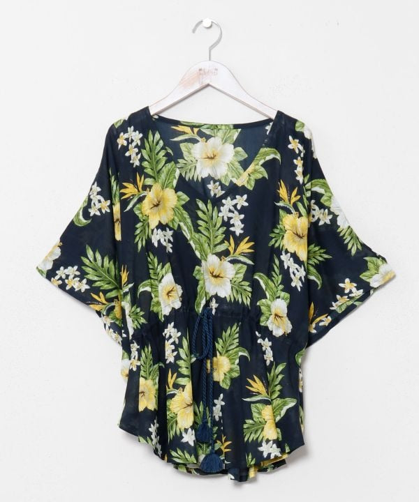Botanical Glitter Rayon Top by Kahiko - Ametsuchi