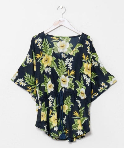 Botanical Glitter Rayon Top by Kahiko - Ametsuchi
