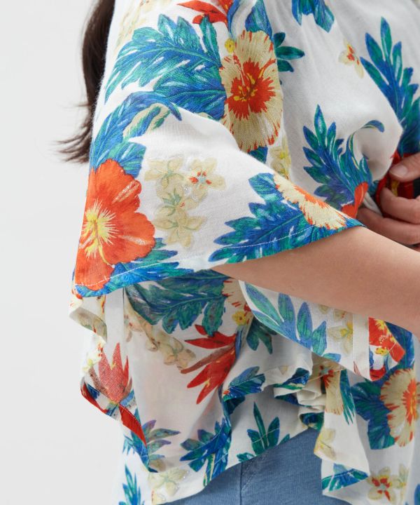 Botanical Glitter Rayon Top by Kahiko - Ametsuchi