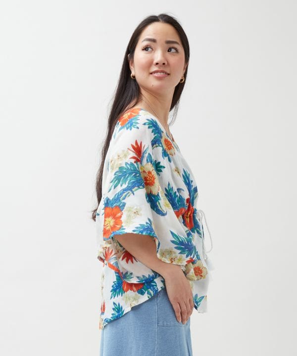 Botanical Glitter Rayon Top by Kahiko - Ametsuchi