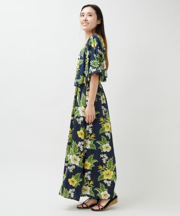 Botanical Rayon Cami Dress & Cape Set by Kahiko - Ametsuchi