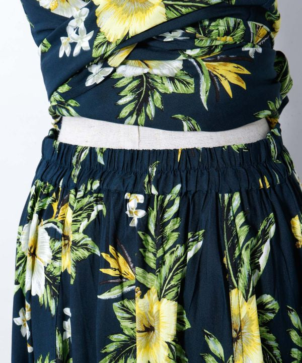 Botanical Rayon Sash Skirt by Kahiko - Ametsuchi