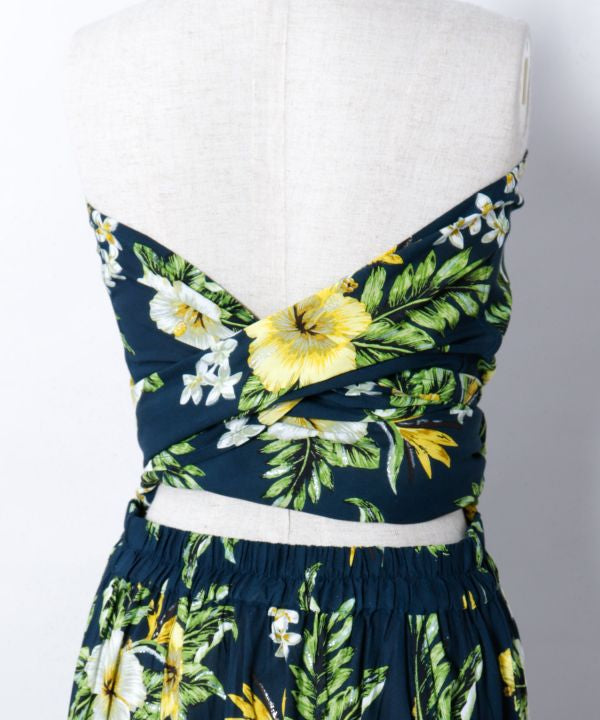 Botanical Rayon Sash Skirt by Kahiko - Ametsuchi