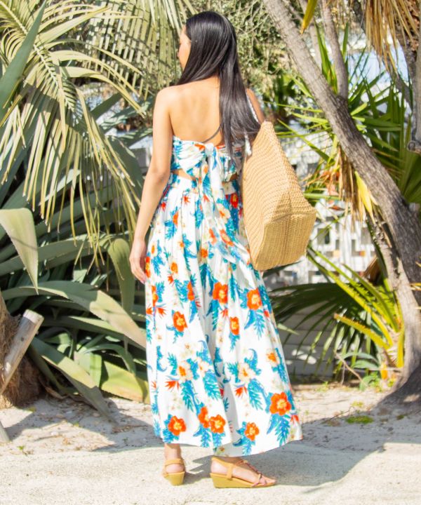 Botanical Rayon Sash Skirt by Kahiko - Ametsuchi