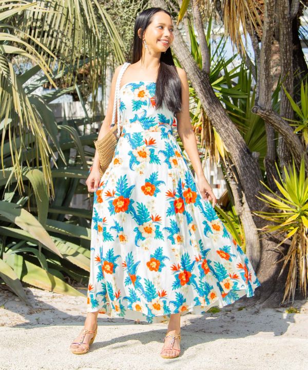 Botanical Rayon Sash Skirt by Kahiko - Ametsuchi