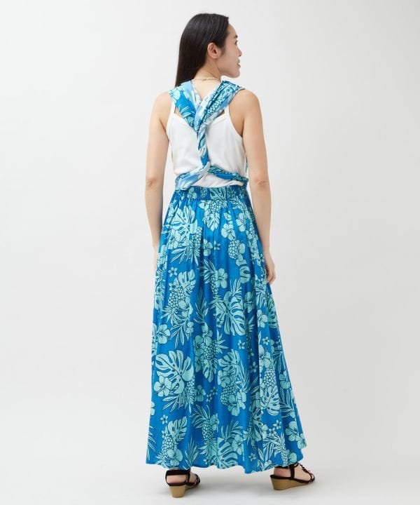 Vintage Pattern Rayon Sash Skirt by Kahiko - Ametsuchi