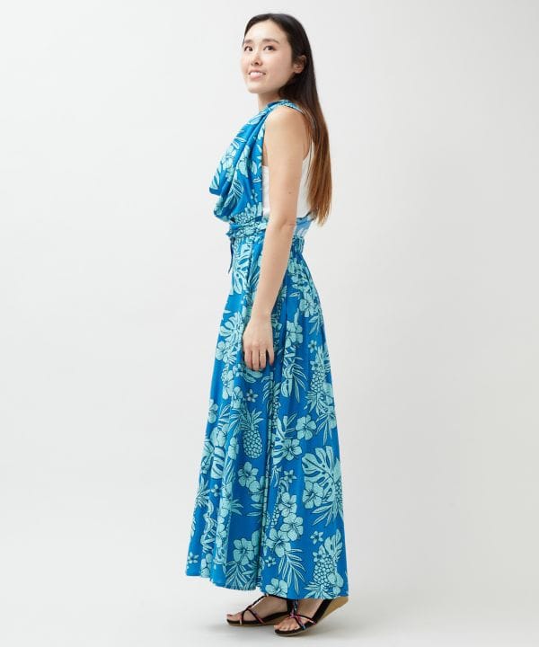 Vintage Pattern Rayon Sash Skirt by Kahiko - Ametsuchi