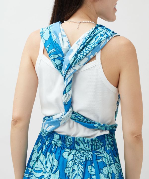 Vintage Pattern Rayon Sash Skirt by Kahiko - Ametsuchi