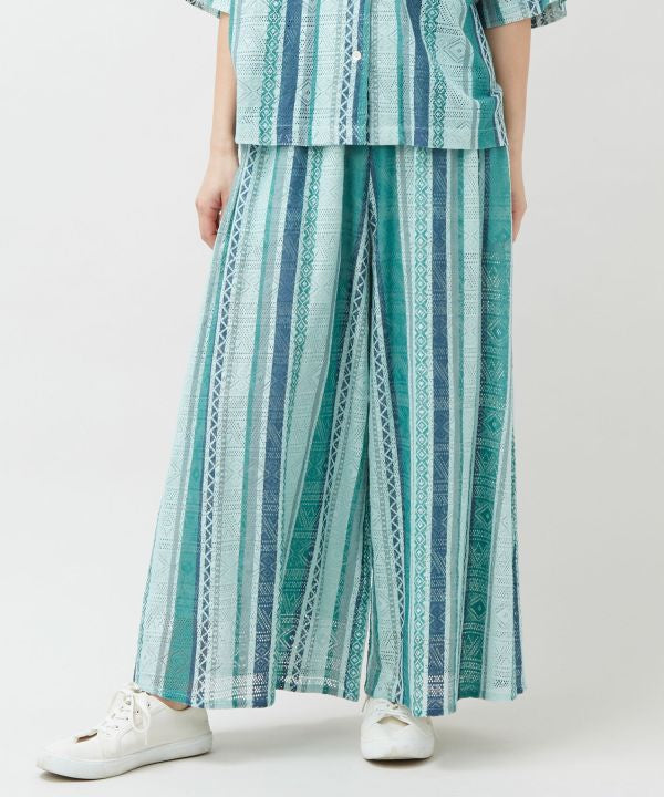 SURF＆Palms Tribal Lace Flare Pants by Kahiko - Ametsuchi
