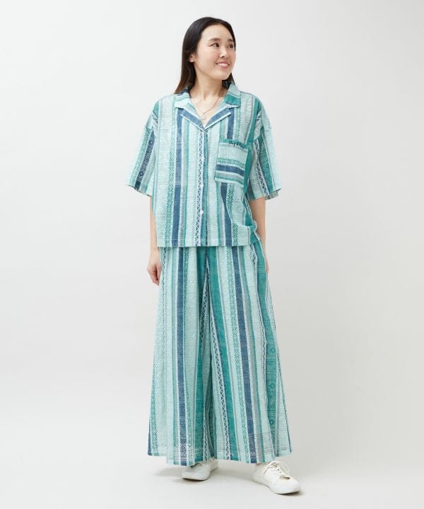 SURF＆Palms Tribal Lace Flare Pants by Kahiko - Ametsuchi