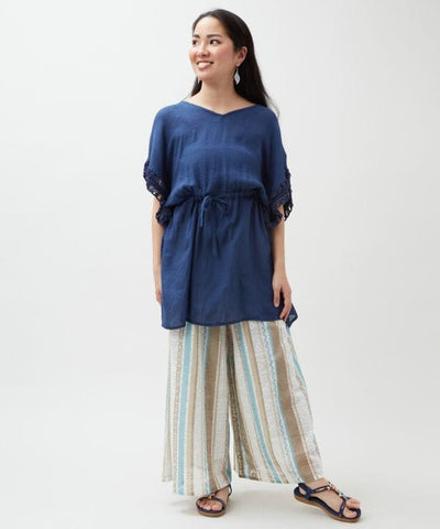 SURF＆Palms Tribal Lace Flare Pants by Kahiko - Ametsuchi