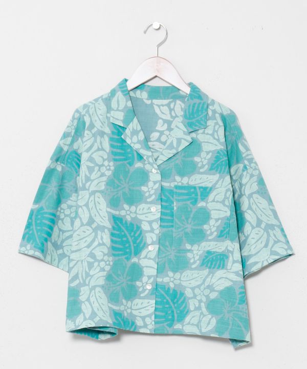 Hawaiian Slub Crop Shirt