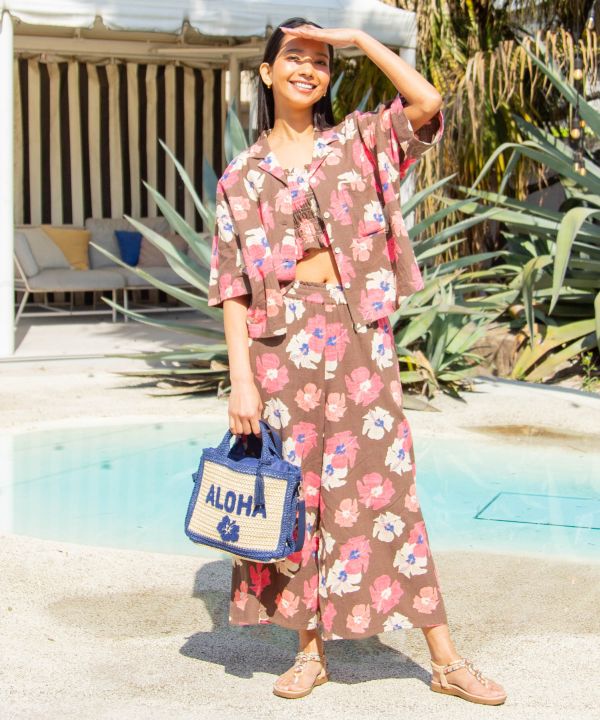 Hawaiian Slub Crop Shirt by Kahiko - Ametsuchi