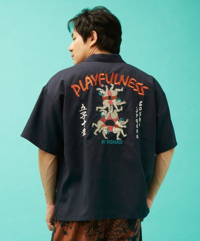 ASOBIE - Ukiyoe Embroidered Shirt by Kaya - Ametsuchi