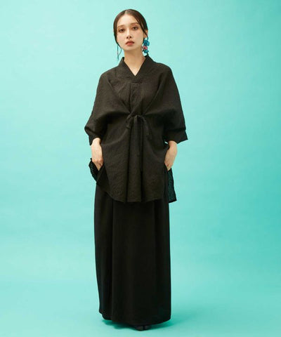 SUKASHI KAZE - Japanese Check Layered Top by Kaya - Ametsuchi