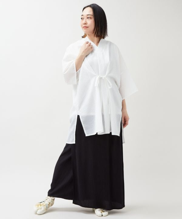 SUKASHI KAZE - Japanese Check Layered Top by Kaya - Ametsuchi