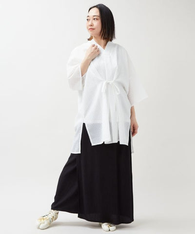 SUKASHI KAZE - Japanese Check Layered Top by Kaya - Ametsuchi