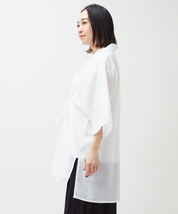 SUKASHI KAZE - Japanese Check Layered Top by Kaya - Ametsuchi