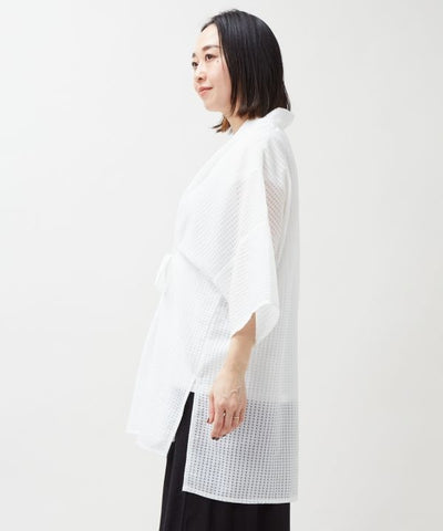 SUKASHI KAZE - Japanese Check Layered Top by Kaya - Ametsuchi