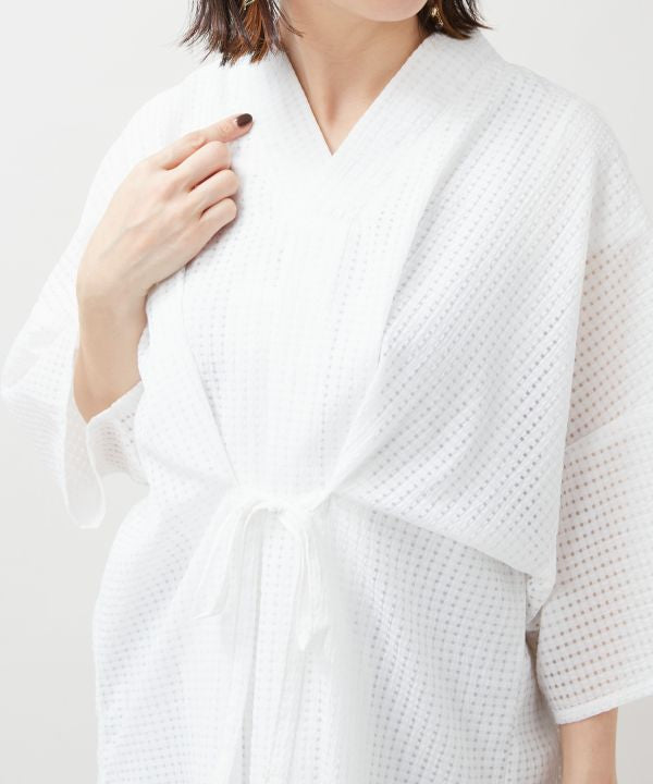 SUKASHI KAZE - Japanese Check Layered Top by Kaya - Ametsuchi