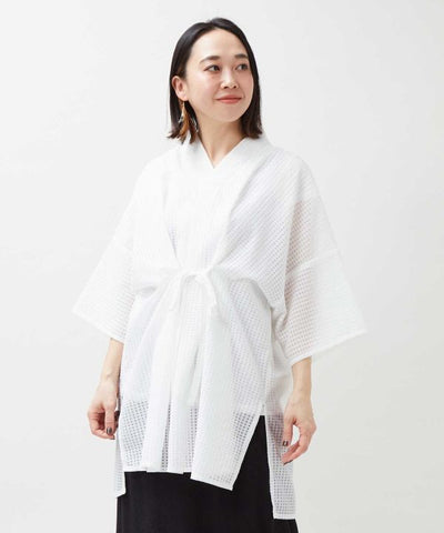 SUKASHI KAZE - Japanese Check Layered Top by Kaya - Ametsuchi