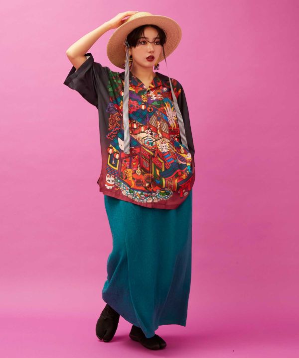 KIKU NISHIKI - Kimono Wrap Skirt by Kaya - Ametsuchi