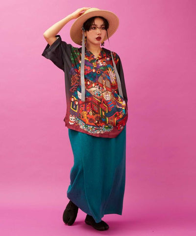 KIKU NISHIKI - Kimono Wrap Skirt by Kaya - Ametsuchi