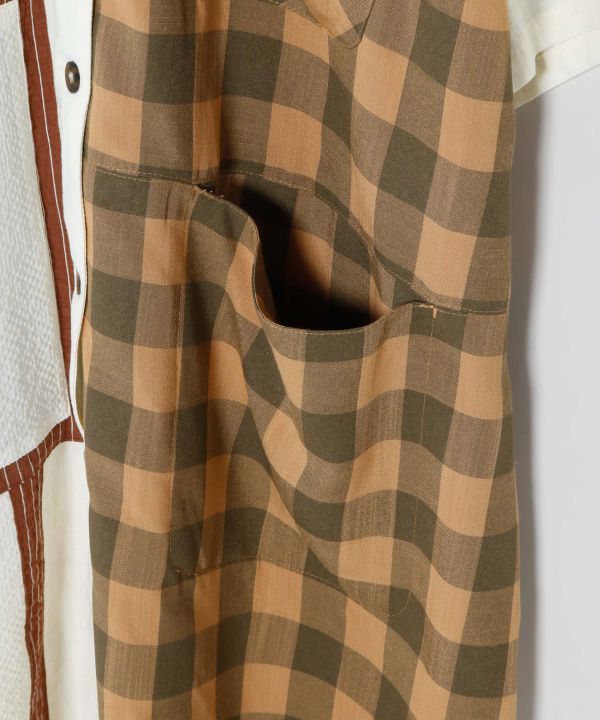 Women Mixed Fabric Shirt Dress by AMINA - Ametsuchi