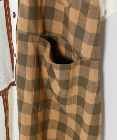 Women Mixed Fabric Shirt Dress by AMINA - Ametsuchi