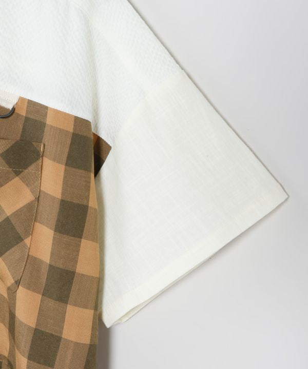 Women Mixed Fabric Shirt Dress by AMINA - Ametsuchi