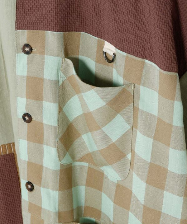 Oversized Patchwork Men Shirt by AMINA - Ametsuchi
