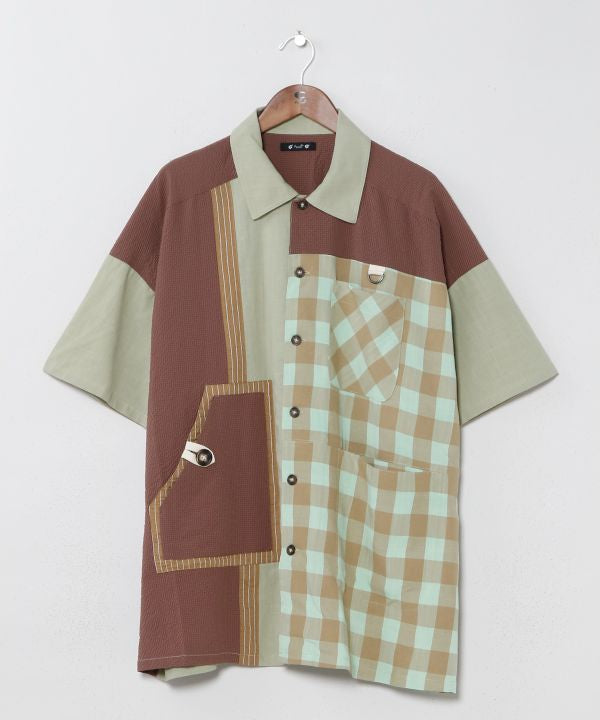 Oversized Patchwork Men Shirt by AMINA - Ametsuchi