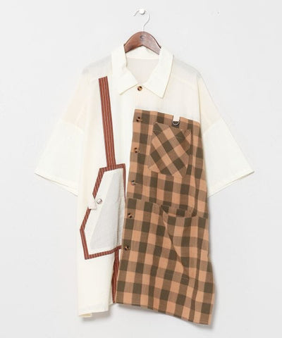 Oversized Patchwork Men Shirt by AMINA - Ametsuchi