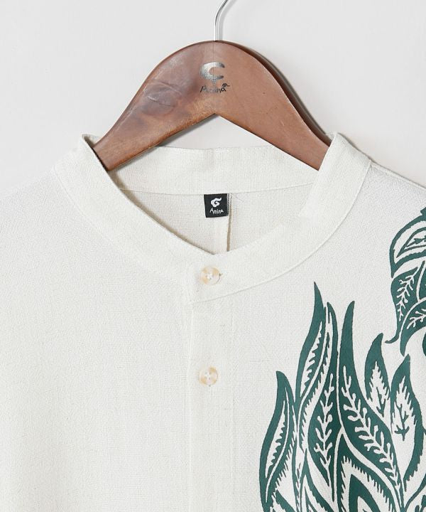 Pattern Stand Collar Long Shirt