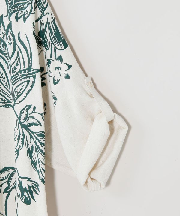 Pattern Stand Collar Long Shirt