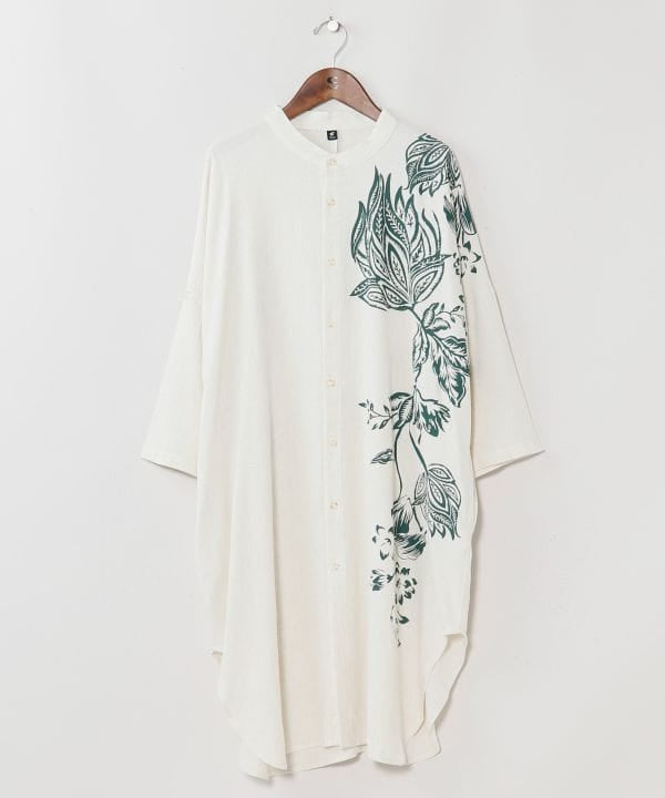 Pattern Stand Collar Long Shirt